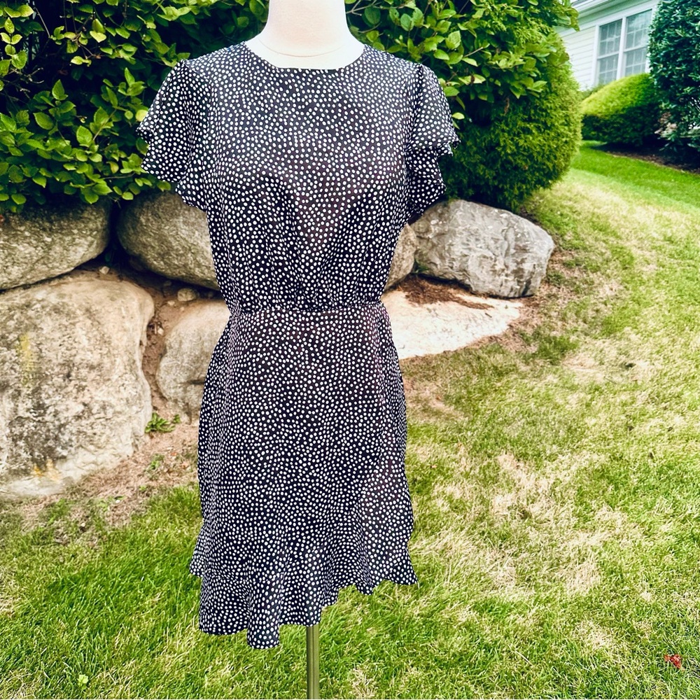 AX Paris Black Polka Dot Wrap Frill Mini Dress - Picture 9 of 16